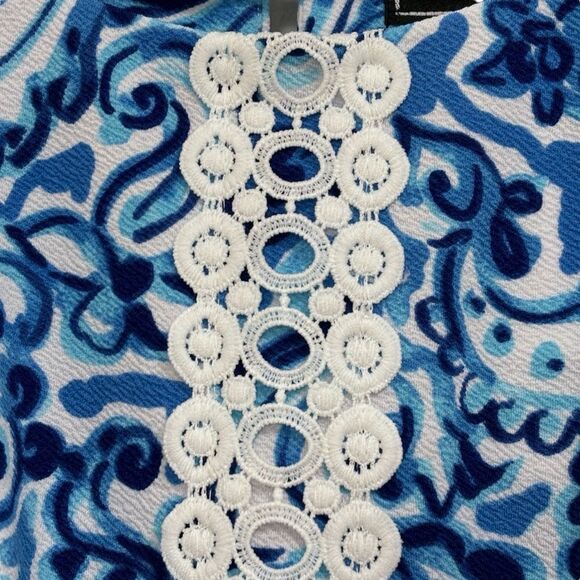 JH Blue and White Lace Applique Sheath Sleeveless Colorful Dress Women's size 4 - Picture 4 of 10